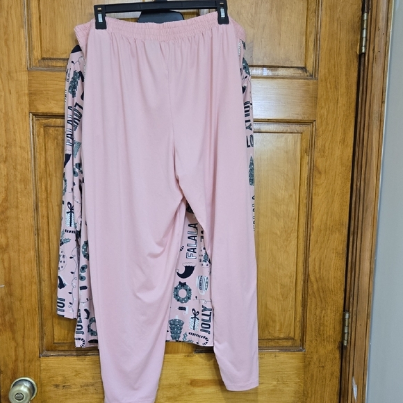 AnyBody Pink Holiday Print Pajama Set - Picture 4 of 7